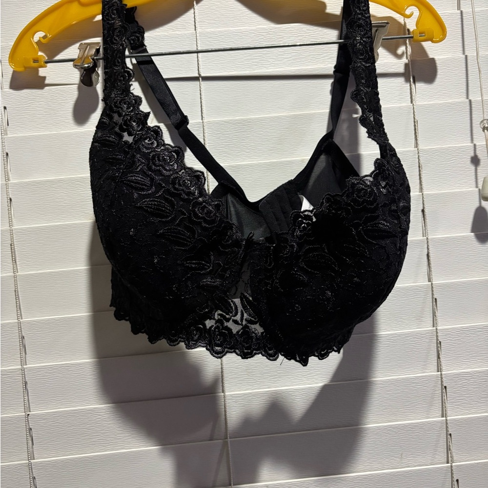 Delicates Black Lace Plunge Bra